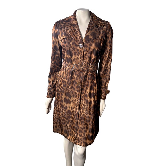 Kenneth Cole Reaction Jackets & Blazers - Kenneth Cole Reaction Leopard Print Trench Coat Belted Medium G-III Apparel Glam